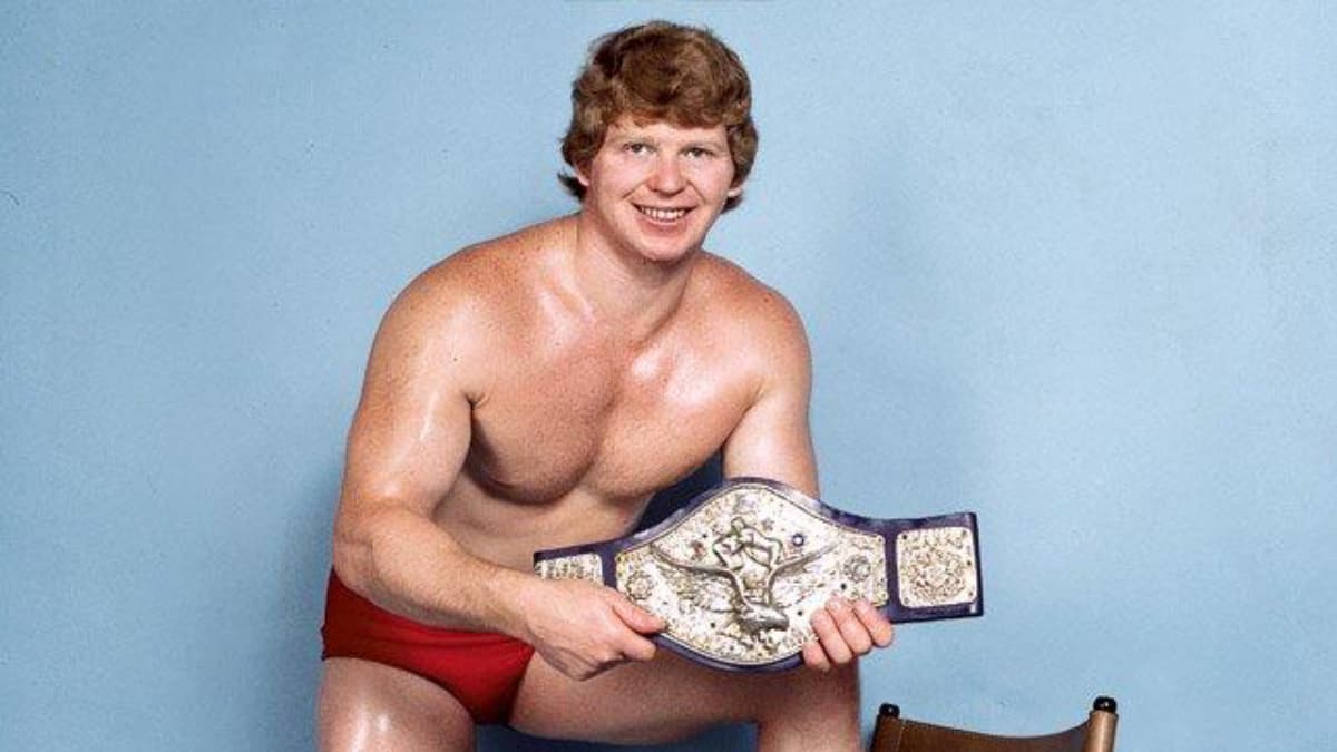 A young Bob Backlund holding the WWF Title
