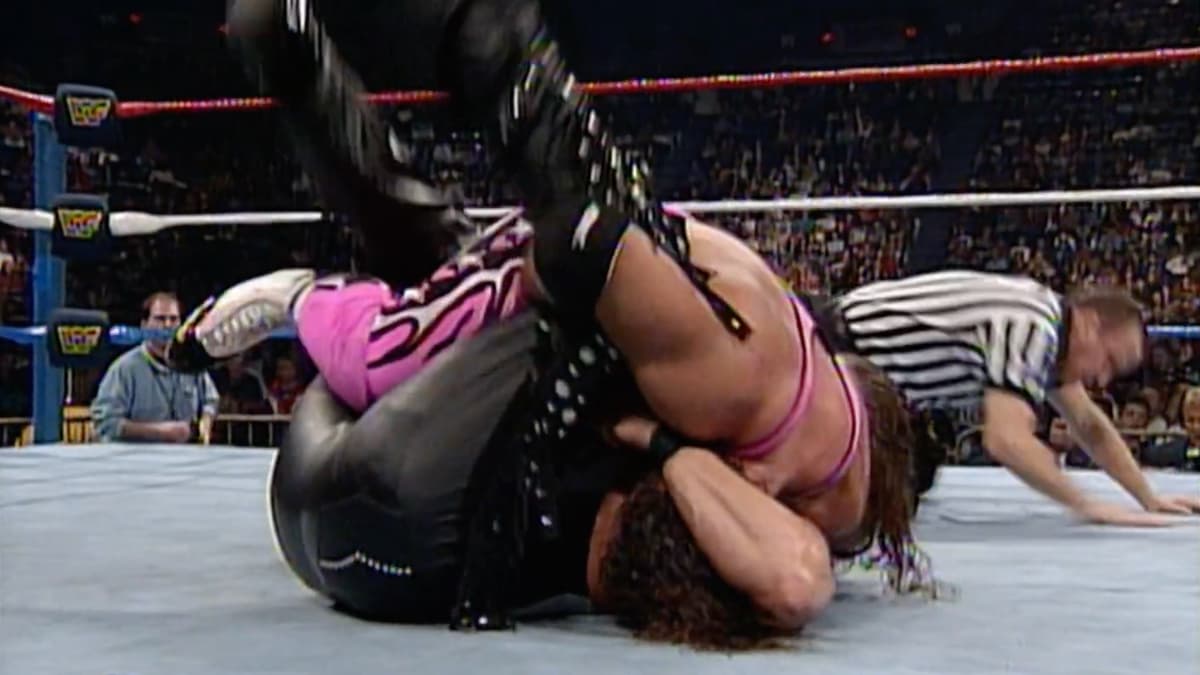 Bret Hart pinning Diesel with a small package at WWE Survivor Series 1995