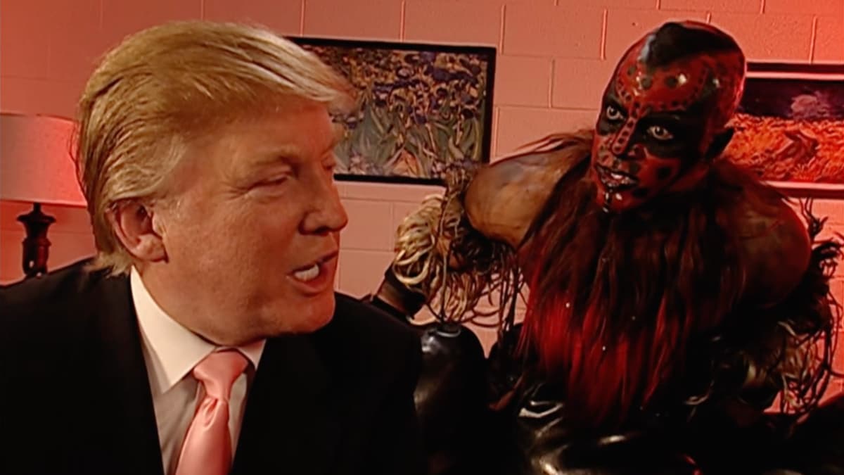 Donald Trump speaking to The Boogeyman in a backstage segment at WWE WrestleMania 23
