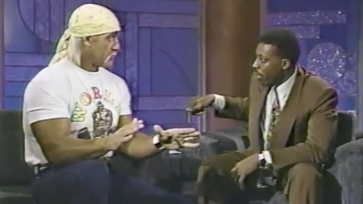 Hulk Hogan speaking to Arsenio Hall in 1991