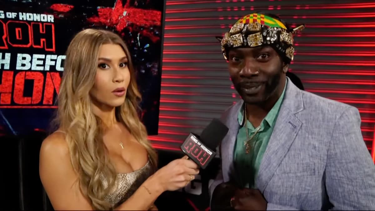 Prince Nana being interviewed by Lexy Nair at ROH Death Before Dishonor