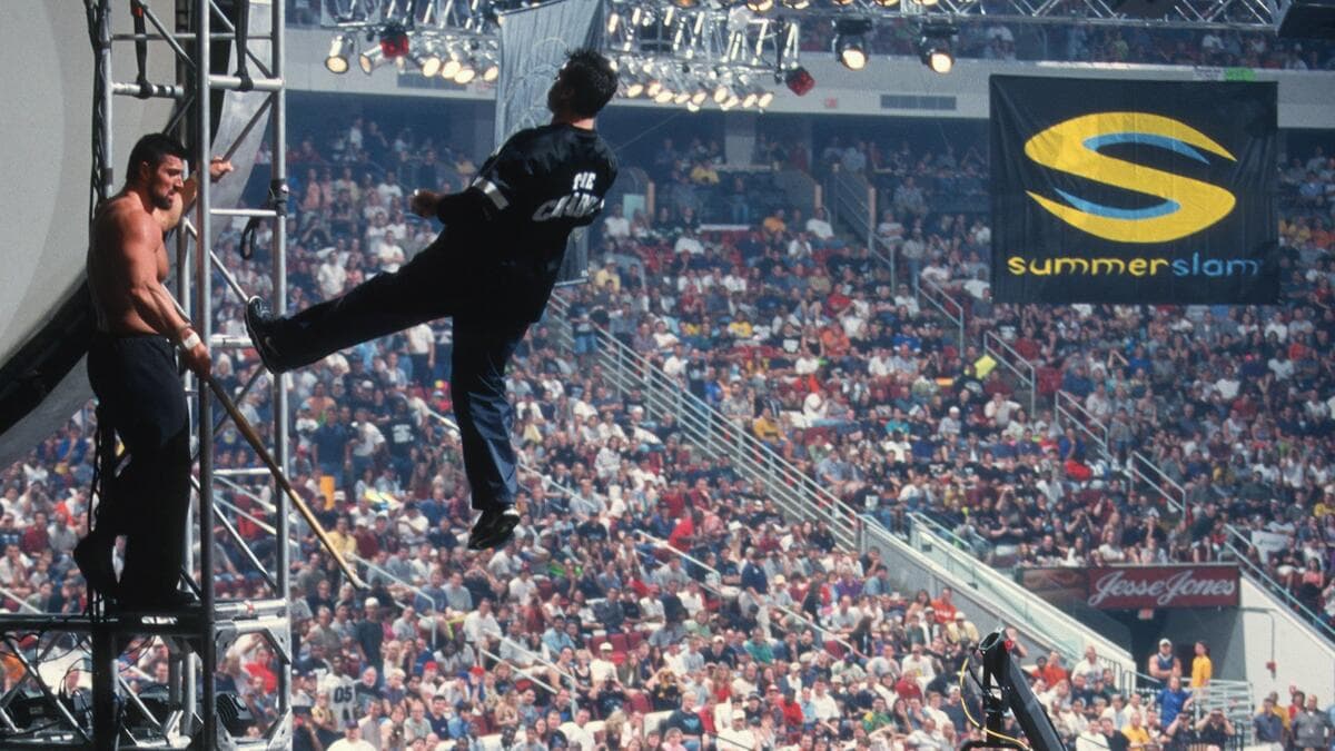 Shane McMahon falling from the top of the entrance stage at WWE SummerSlam 2000