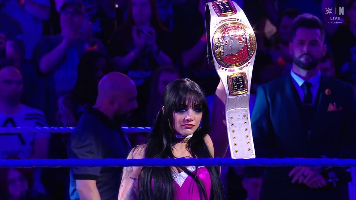 Tatum Paxley holding up the WWE NXT Women's North American Title on WWE NXT