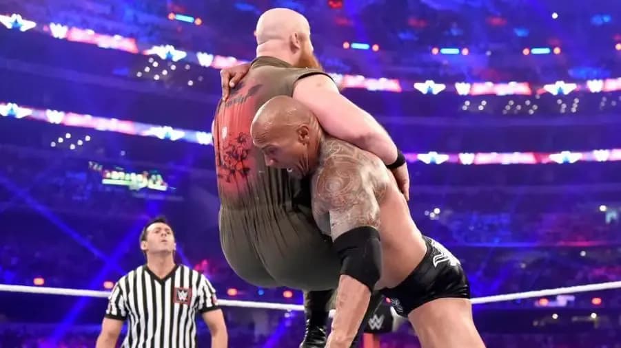 The Rock Erick Rowan WrestleMania 32.jpg
