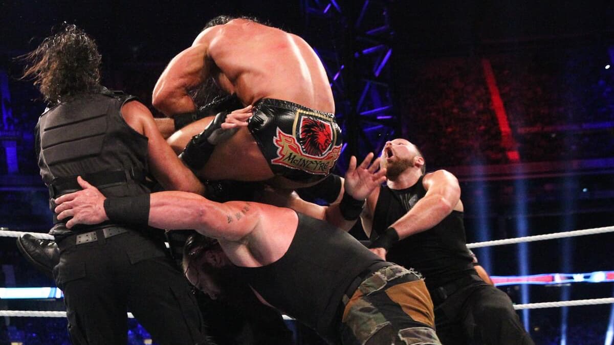 The Shield being speared by Braun Strowman