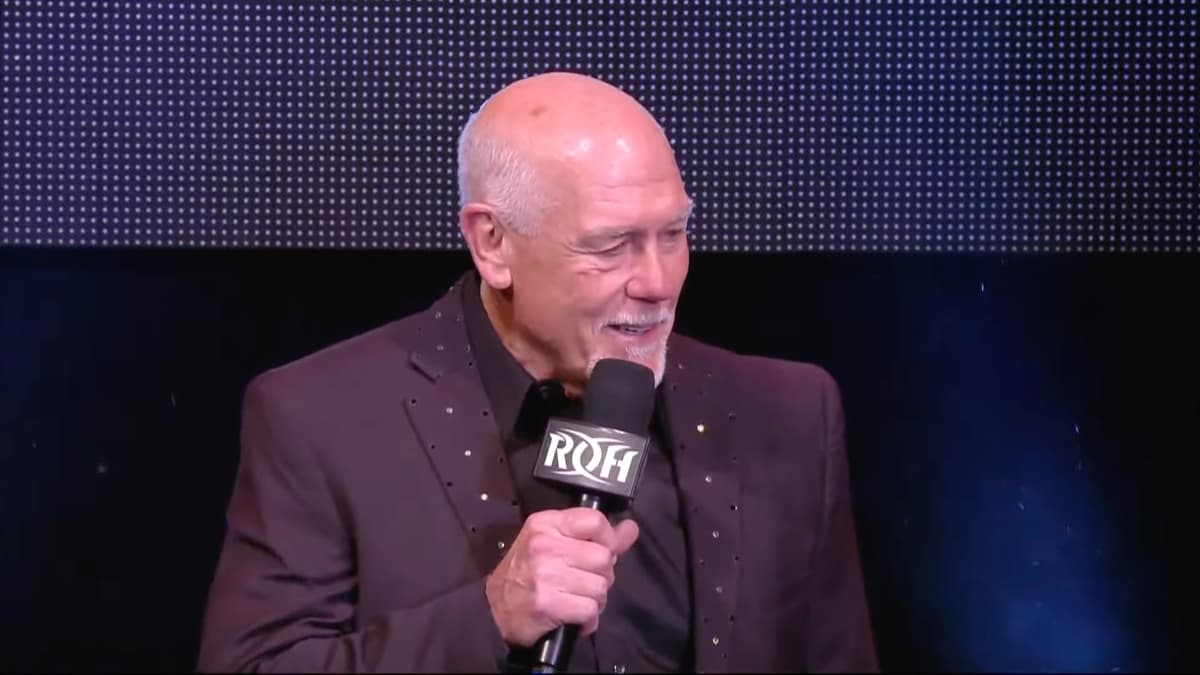Tully Blanchard cutting a promo at ROH Supercard of Honor