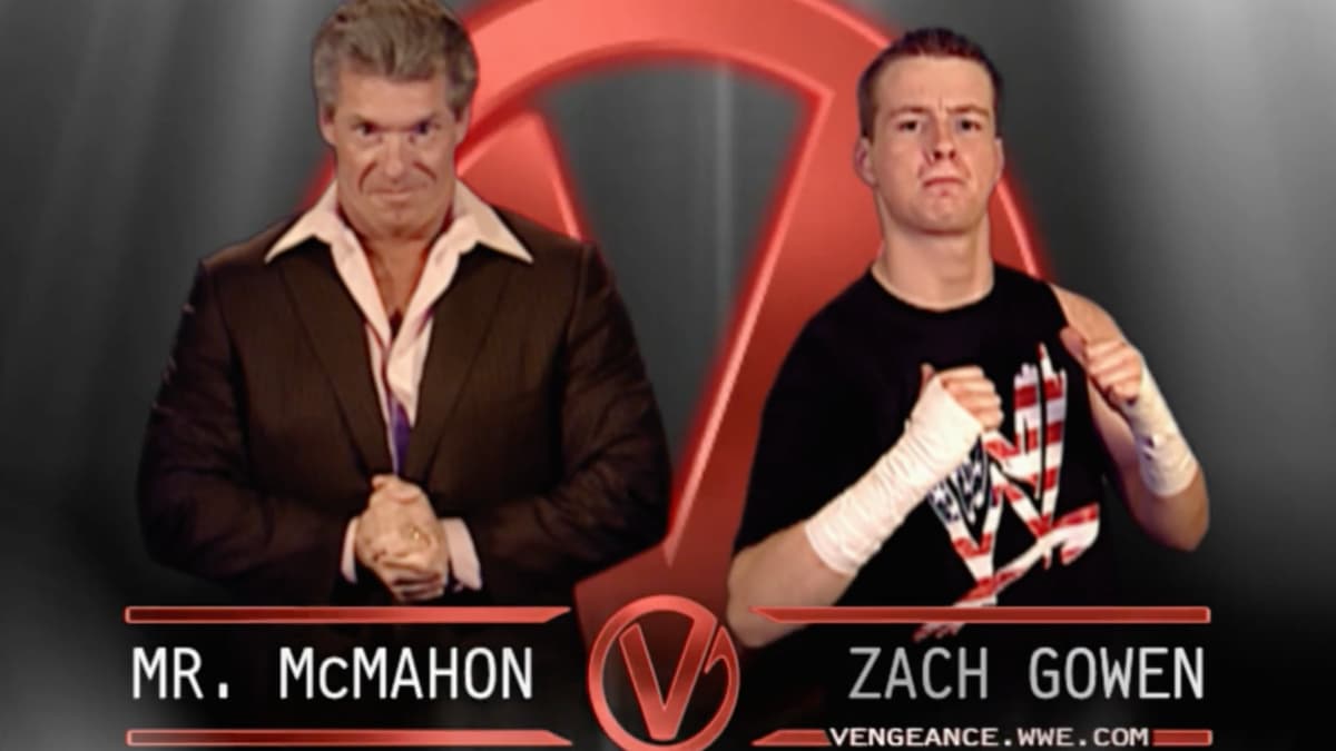 Match graphic for Vince McMahon vs. Zach Gowen at WWE Vengeance 2003
