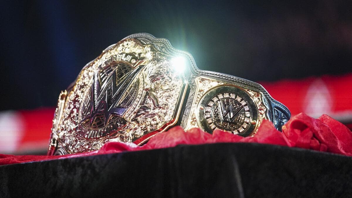 WWE World Heavyweight Title on a red table