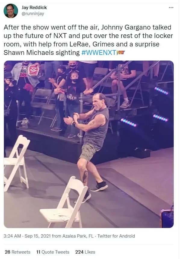 Wwe nxt tweet shawn michaels sept 2021