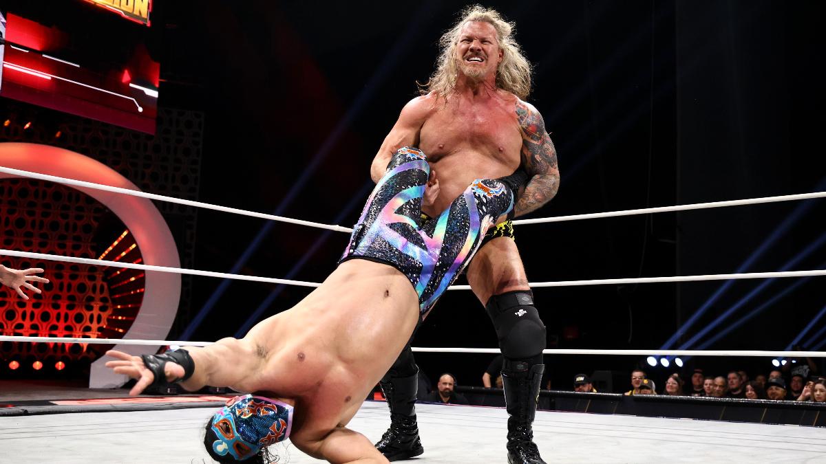 Chris Jericho turns Bandido over for the Walls of Jericho in an AEW wrestling ring