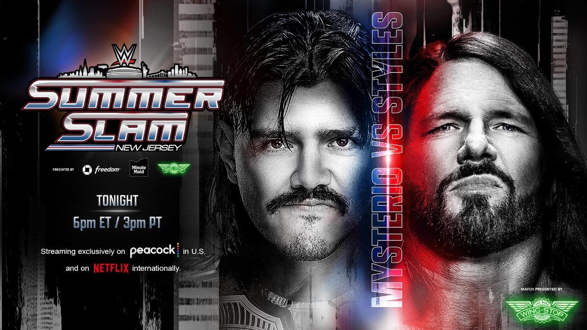Dominik Mysterio vs. AJ Styles graphic for WWE SummerSlam 2025