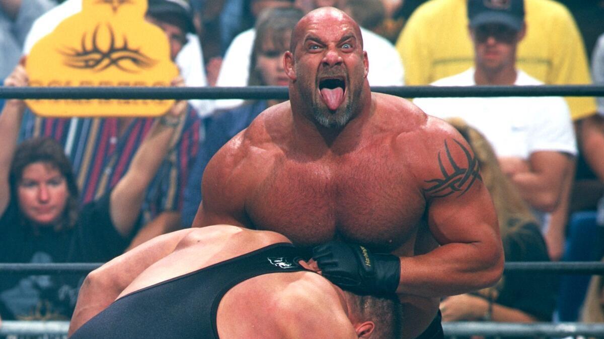 Goldberg getting ready to hit Scott Norton with the Jackhammer