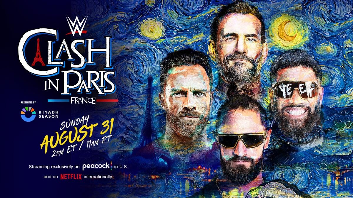 Graphic for World Heavyweight Title match at WWE Clash in Paris