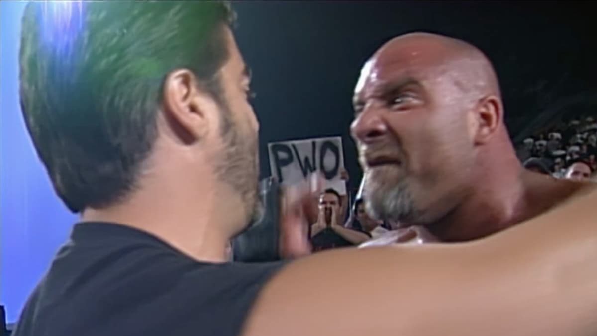 Goldberg shouting at Vince Russo at WCW New Blood Rising
