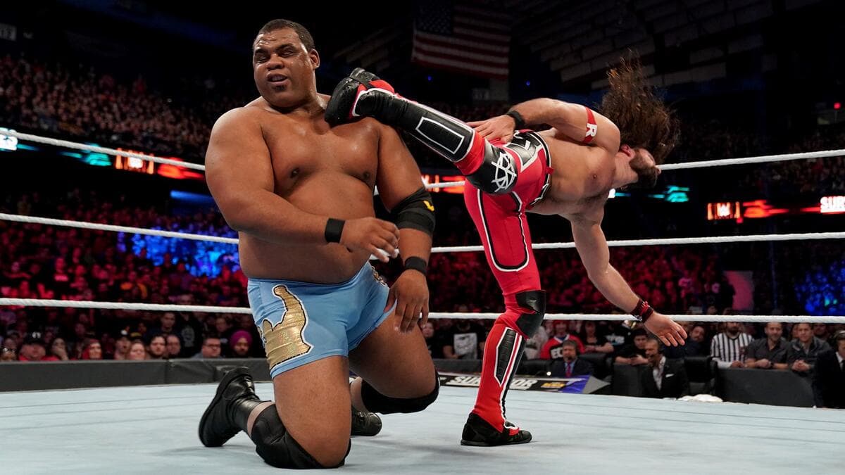 Seth Rollins hitting a superkick to Keith Lee at WWE Survivor Series 2019
