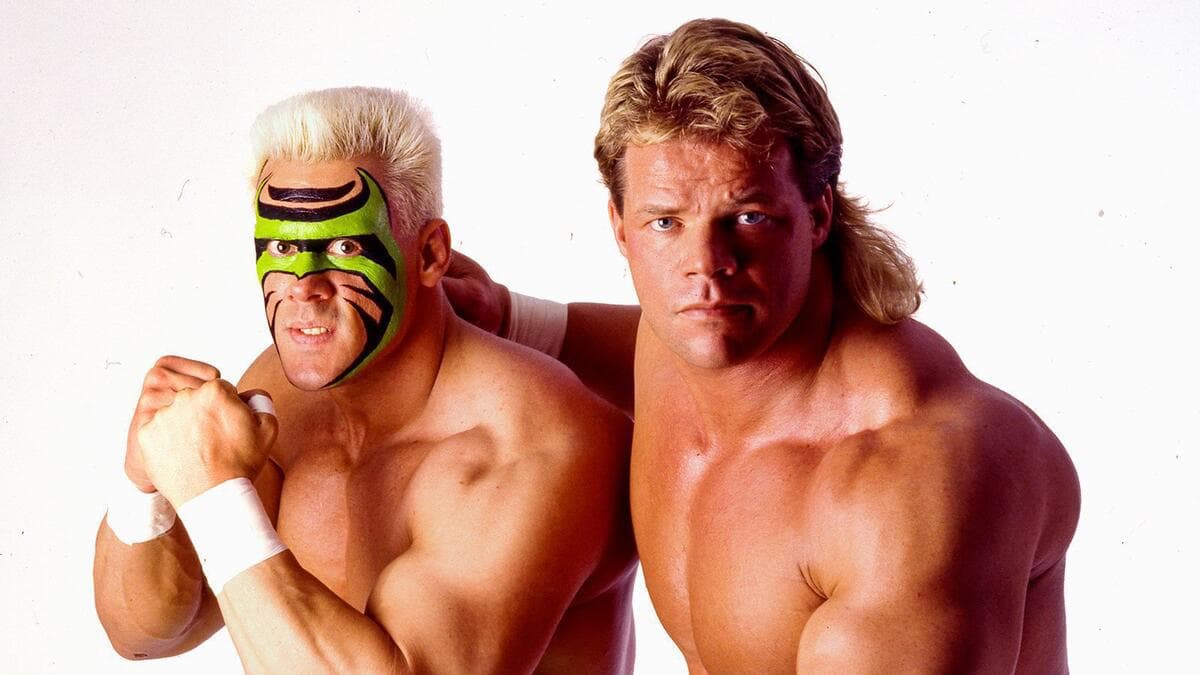 Lex Luger and Sting posing together for a photo shoot