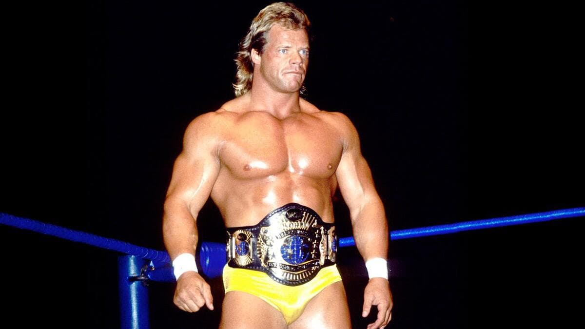 Lex Luger with the WCW World Heavyweight Championship around his waist in the early 1990s