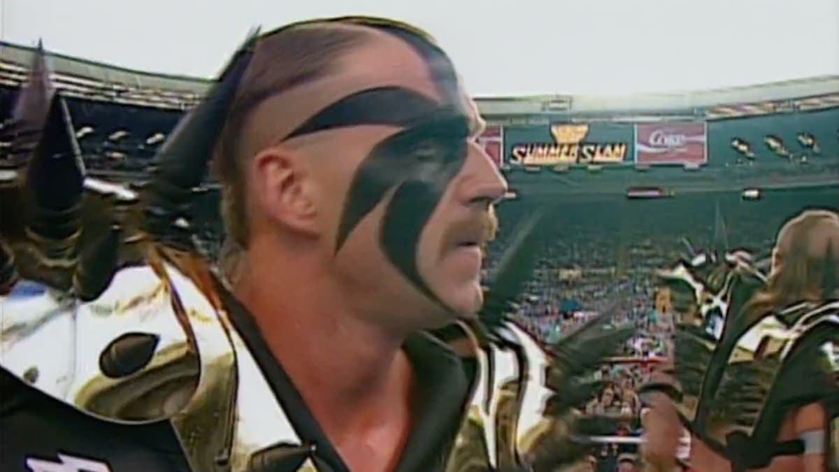 Close-up of Road Warrior Hawk at WWE SummerSlam 1992