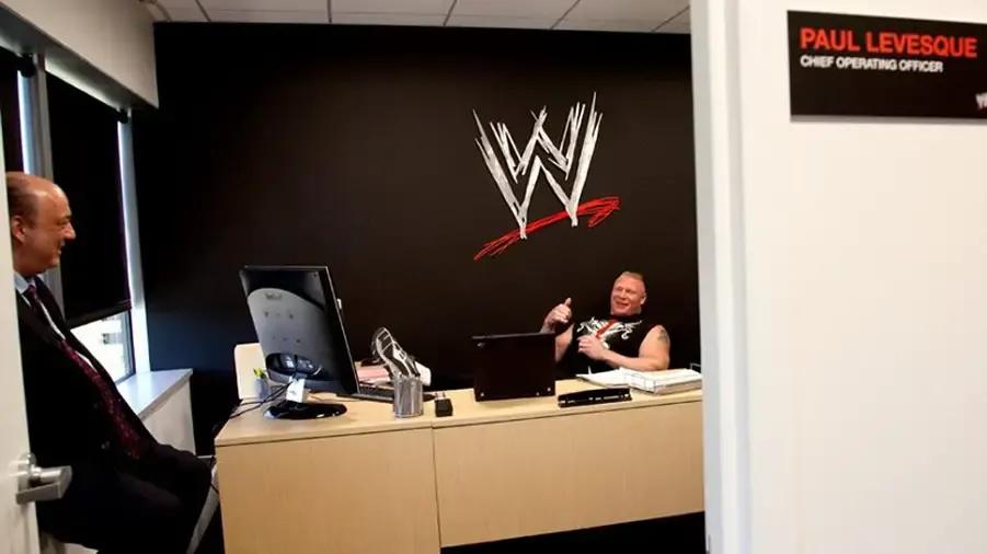 brock lesnar paul heyman triple h office