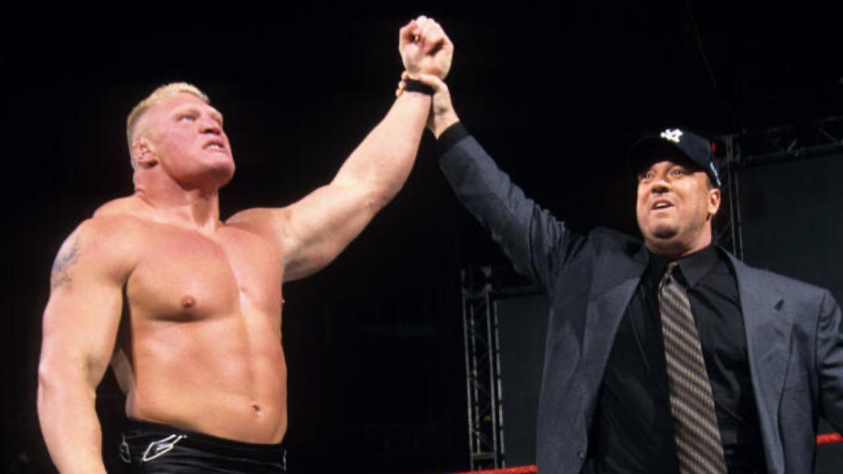 Brock Lesnar with Paul Heyman on Raw after WrestleMania 18