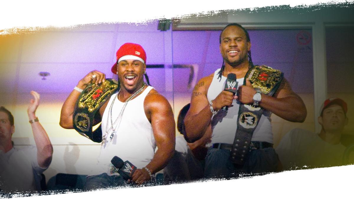 Cryme Tyme with WWE World Tag Team Titles