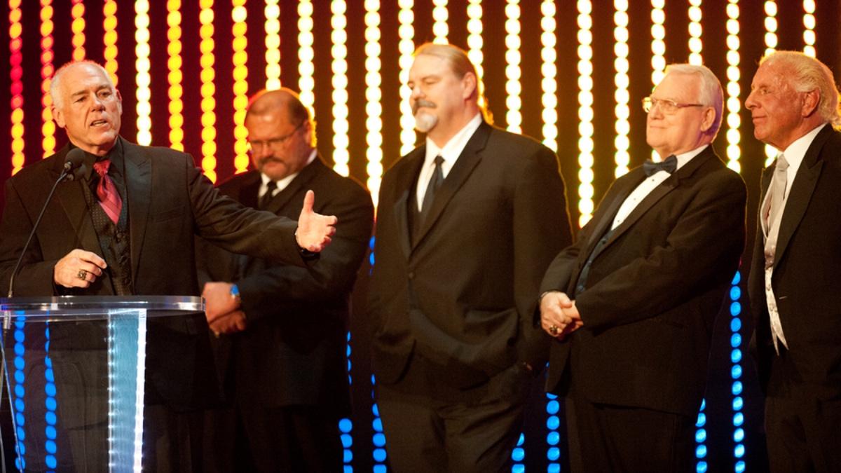Four Horsemen at podium for 2012 WWE Hall of Fame induction