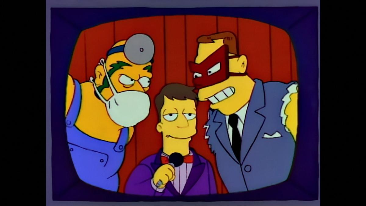 Iron Yuppie and Doctor Hillbilly squaring off on The Simpsons