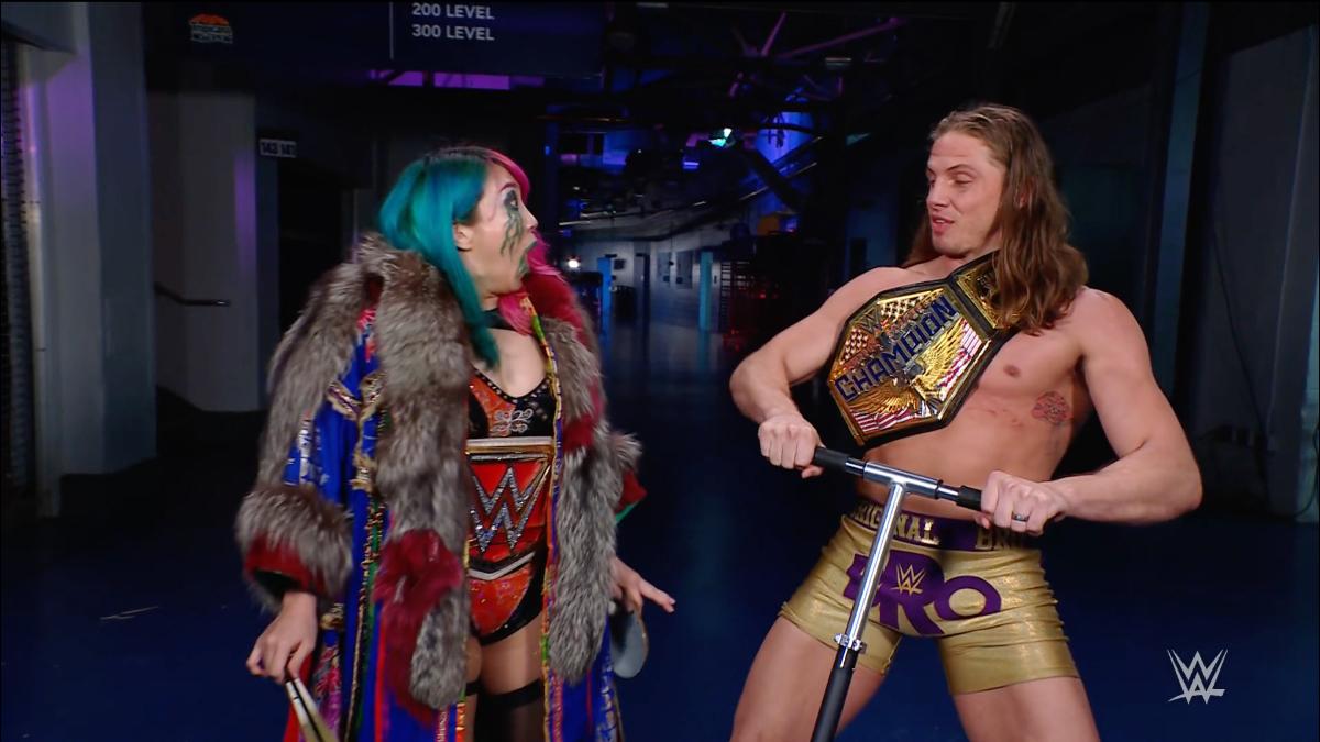Matt Riddle showing Asuka his scooter on March 29, 2021 episode of WWE Raw