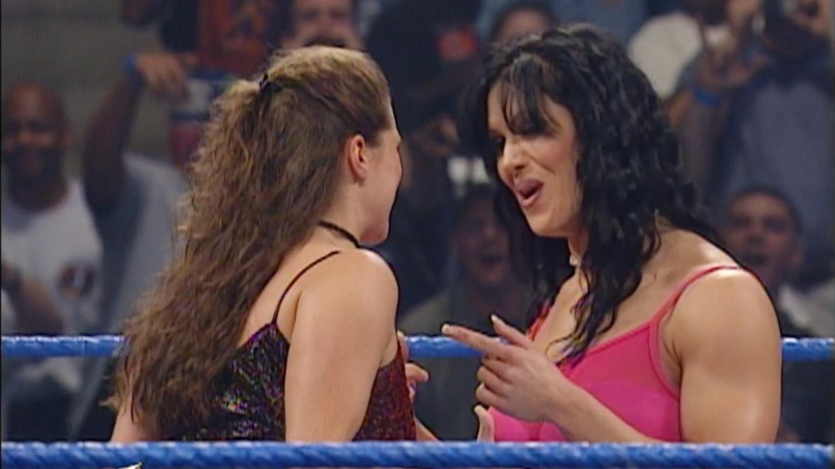 Stephanie McMahon shouting at Chyna on WWE SmackDown