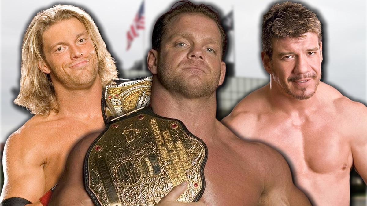 Chris Benoit, Edge and Eddie Guerrero on a graphic