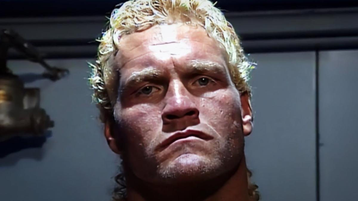 Sycho Sid looking menacing before his infamous "it's live, pal" promo at WWE In Your House