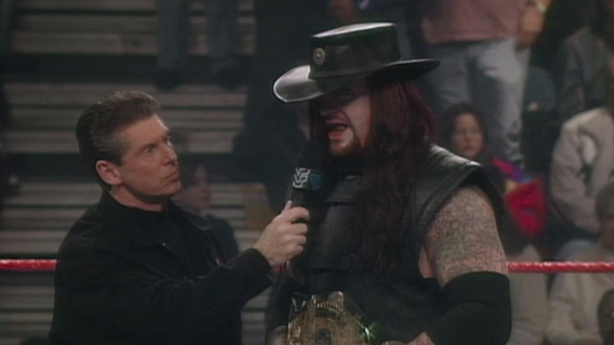 The Undertaker with a Cowboy hat on Raw after WrestleMania 13